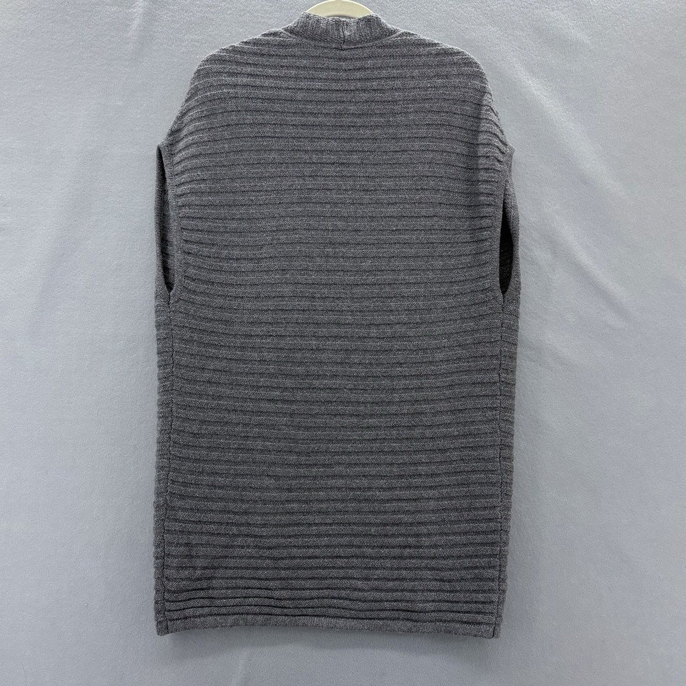 Chicos Size 0 Small Shimmer Long Open Front Sweater Vest Gray Boho Casual Staple - Picture 5 of 10